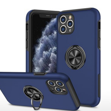 iPhone 11 Pro Max Compatible Case Cover With Magnetic Ring Holder Shockproof - Navy
